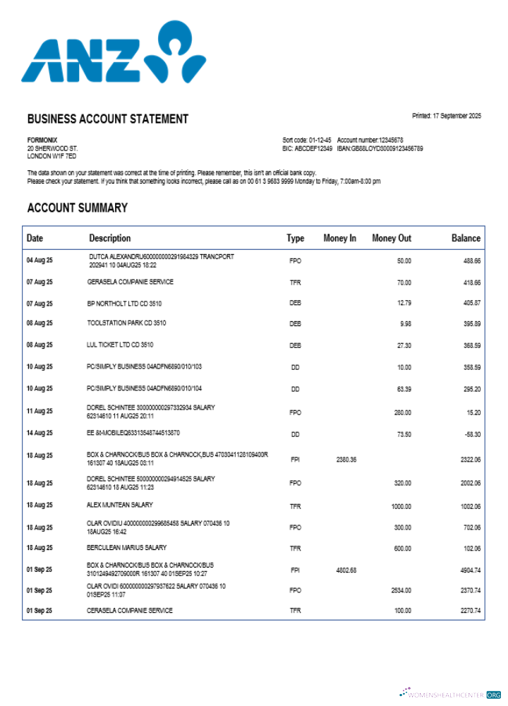 Download Sydney ANZ business firm statement Word and PDF format Photoshop template